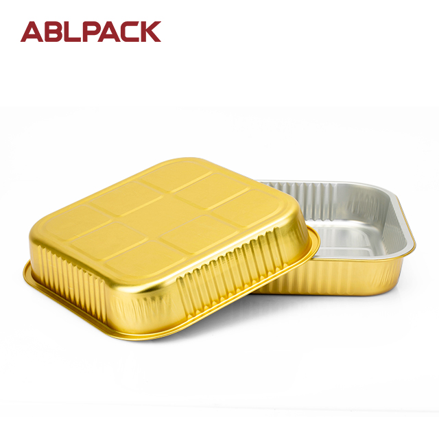 ABLPACK 2600 ML/ 87.9OZ square shape aluminum foil baking tray with high pet lid ABLPACK 2600 ML/ 87.9OZ square shape aluminum foil baking tray with high pet lid