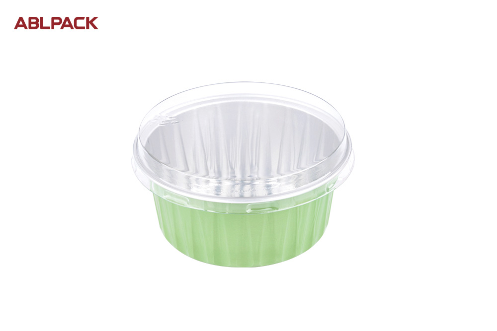 ABLPACK 125 ML/ 4 OZ Fern color aluminum foil baking cups with PET lid