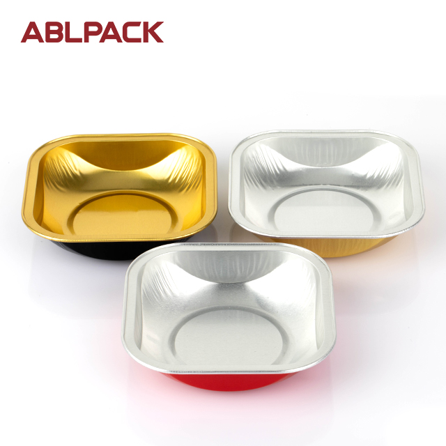 ABLPACK 90ML/ 2.9 OZ square shape aluminum food container with PET lid