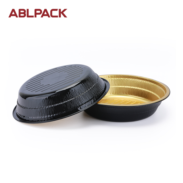 ABLPACK 1300ML/ 45.7OZ golden color aluminum foil pan with PP lid