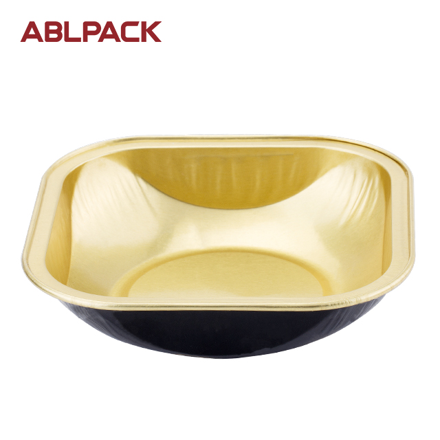 ABLPACK 90ML/ 2.9 OZ square shape aluminum food container with PET lid ABLPACK 90ML/ 2.9 OZ square shape aluminum food container with PET lid