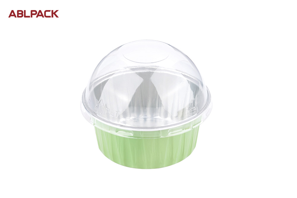 ABLPACK 125 ML/ 4 OZ Fern color aluminum foil baking cups with PET lid ABLPACK 125 ML/ 4 OZ Fern color aluminum foil baking cups with PET lid
