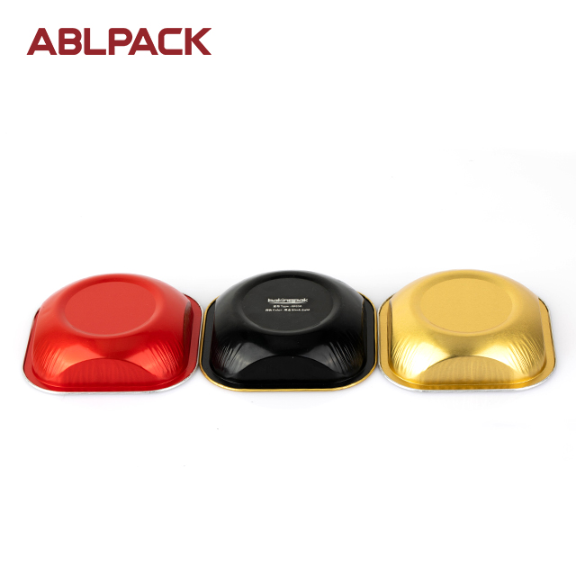 ABLPACK 90ML/ 2.9 OZ square shape aluminum food container with PET lid ABLPACK 90ML/ 2.9 OZ square shape aluminum food container with PET lid