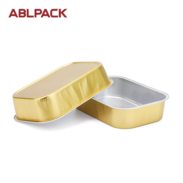 ABLPACK 380ML/ 11.8OZ Rectangular shape aluminum foil baking trays with pet lid