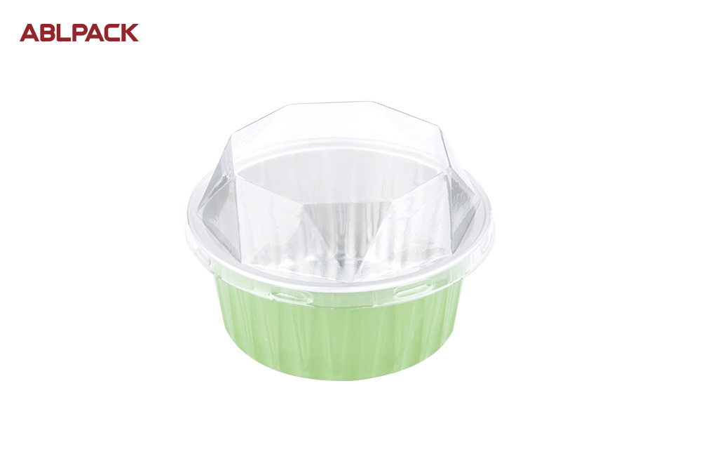 ABLPACK 125 ML/ 4 OZ Fern color aluminum foil baking cups with PET lid ABLPACK 125 ML/ 4 OZ Fern color aluminum foil baking cups with PET lid