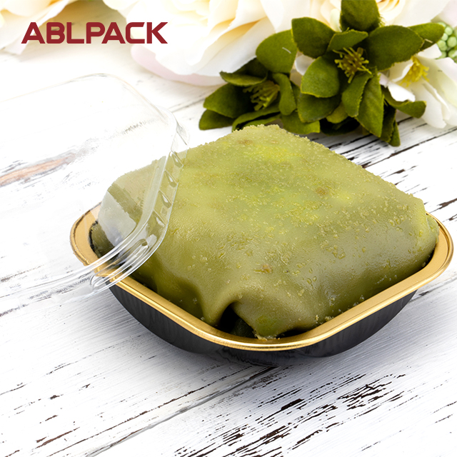 ABLPACK 90ML/ 2.9 OZ square shape aluminum food container with PET lid ABLPACK 90ML/ 2.9 OZ square shape aluminum food container with PET lid