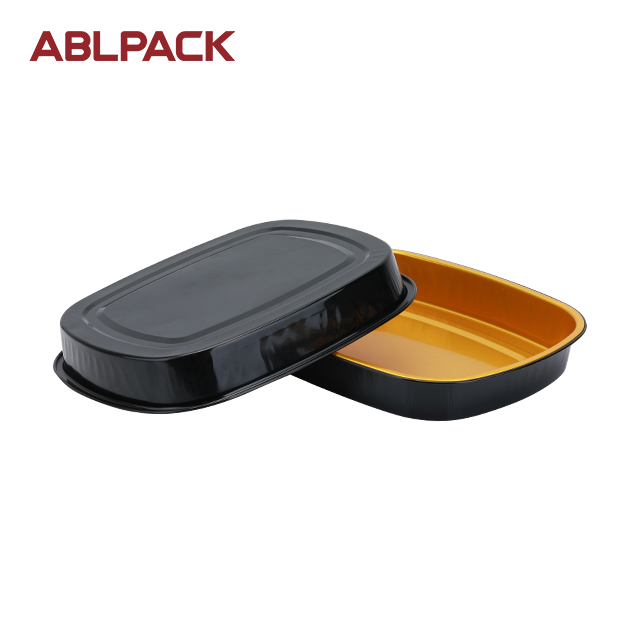 ABLPACK 680 ML/ 22.9OZ square shape aluminum foil baking tray with high pet lid ABLPACK 680 ML/ 22.9OZ square shape aluminum foil baking tray with high pet lid