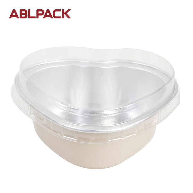 ABLPACK 55ML/ 1.8 OZ Heart shape aluminum foil baking cups with PET lid ABLPACK 55ML/ 1.8 OZ Heart shape aluminum foil baking cups with PET lid