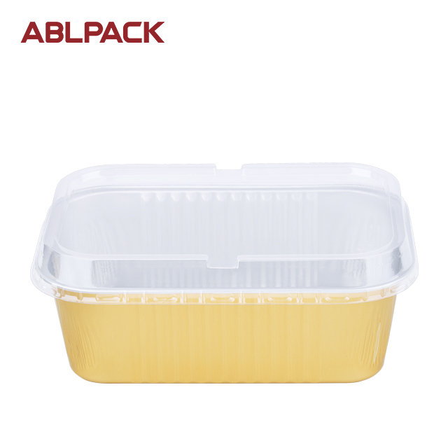 ABLPACK 1035 ML/34.5 OZ rectangular shape aluminum foil food tray with pet lid ABLPACK 1035 ML/34.5 OZ rectangular shape aluminum foil food tray with pet lid