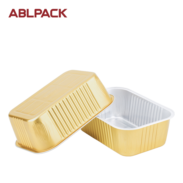 ABLPACK 1035 ML/34.5 OZ rectangular shape aluminum foil food tray with pet lid ABLPACK 1035 ML/34.5 OZ rectangular shape aluminum foil food tray with pet lid