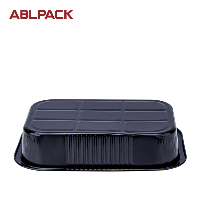 China High Quality Aluminum Container With Lid Factory – ABLPACK 1050ML/ 35OZrectangular aluminum foil tray with pet lid – ABL Baking detail pictures