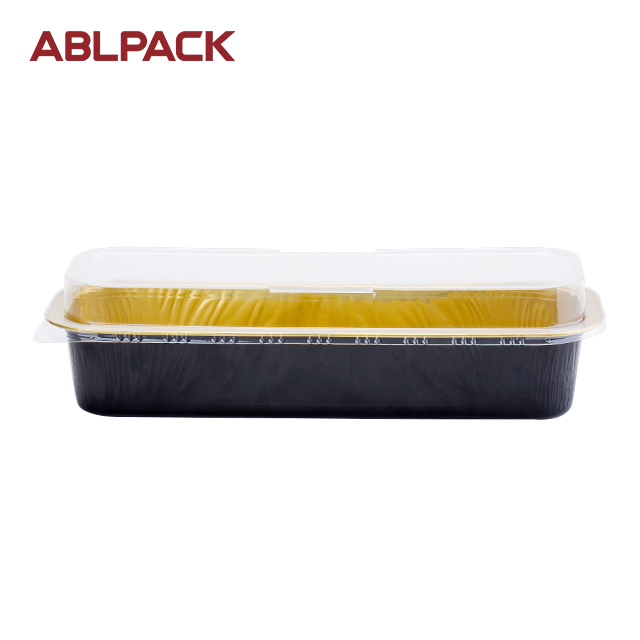 China High Quality Roasting Pan Supplier –ABLPACK 1115 ML/37 OZlong rectangular shape aluminum foil baking tray with high pet lid – ABL Baking detail pictures