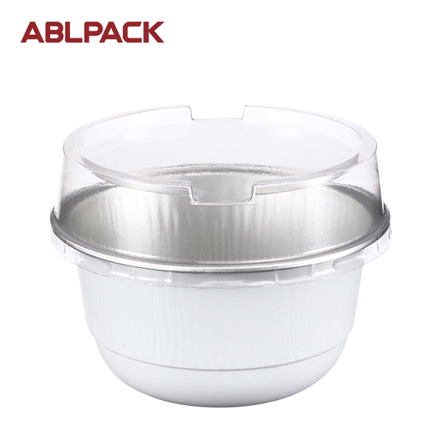 ABLPACK 150ML/5OZ Round shape aluminum foil baking cups with plastic lids ABLPACK 150ML/5OZ Round shape aluminum foil baking cups with plastic lids
