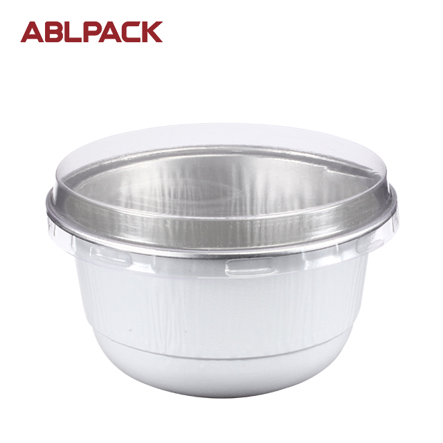 ABLPACK 150ML/5OZ Round shape aluminum foil baking cups with plastic lids ABLPACK 150ML/5OZ Round shape aluminum foil baking cups with plastic lids