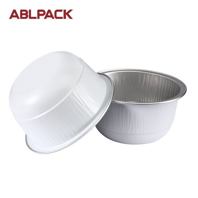 ABLPACK 150ML/5OZ Round shape aluminum foil baking cups with plastic lids ABLPACK 150ML/5OZ Round shape aluminum foil baking cups with plastic lids