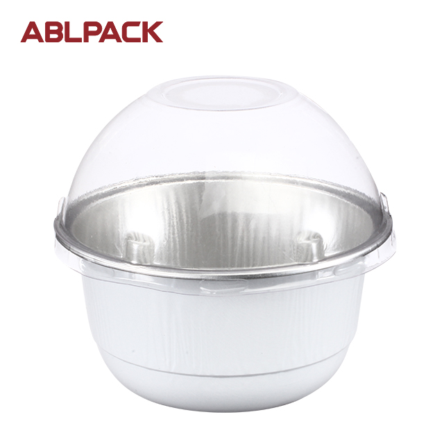 ABLPACK 150ML/5OZ Round shape aluminum foil baking cups with plastic lids ABLPACK 150ML/5OZ Round shape aluminum foil baking cups with plastic lids