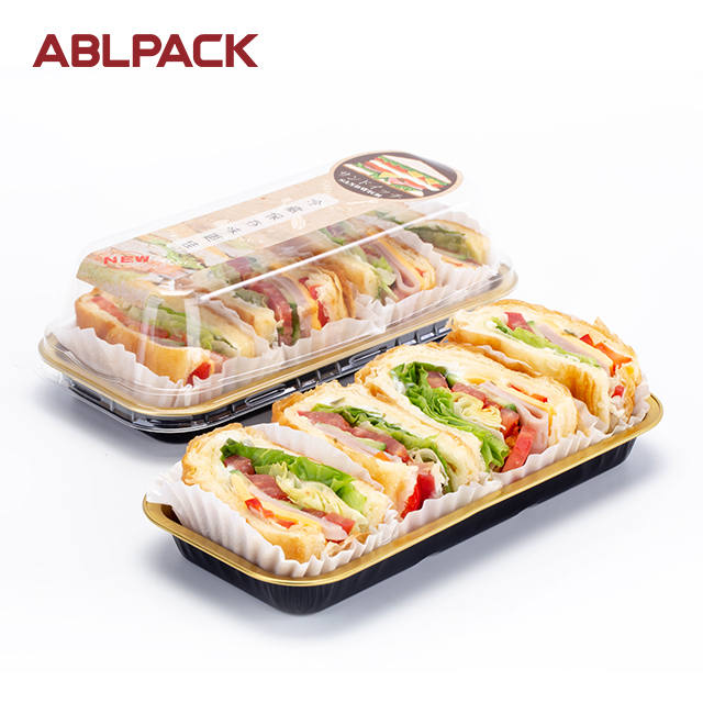 ABLPACK 248ML/8.3 OZ Rectangular shape aluminum foil baking tray with pet lid sandwich box ABLPACK 248ML/8.3 OZ Rectangular shape aluminum foil baking tray with pet lid sandwich box