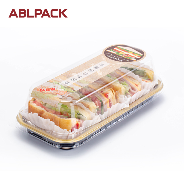 ABLPACK 248ML/8.3 OZ Rectangular shape aluminum foil baking tray with pet lid sandwich box ABLPACK 248ML/8.3 OZ Rectangular shape aluminum foil baking tray with pet lid sandwich box