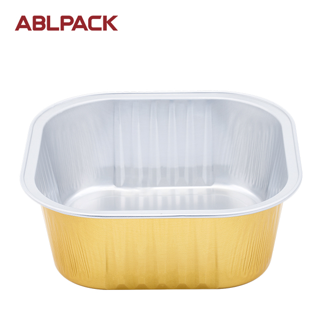 ABLPACK 300 ML/10 OZ Square Aluminum Foil Food Container Take Away with Lid ABLPACK 300 ML/10 OZ Square Aluminum Foil Food Container Take Away with Lid