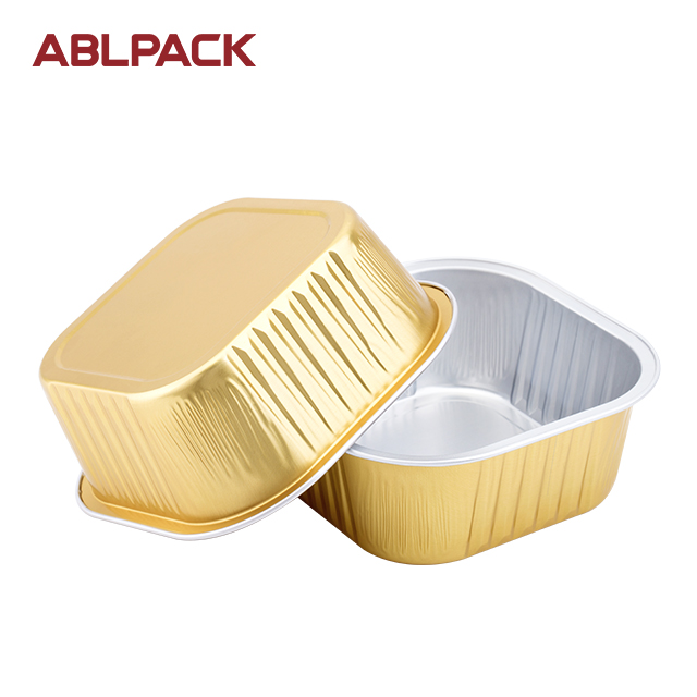 ABLPACK 300 ML/10 OZ Square Aluminum Foil Food Container Take Away with Lid ABLPACK 300 ML/10 OZ Square Aluminum Foil Food Container Take Away with Lid