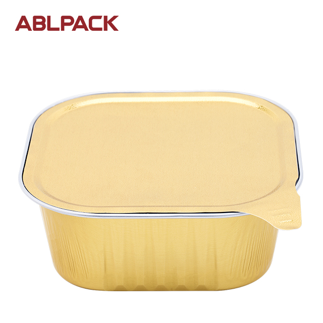 ABLPACK 300 ML/10 OZ Square Aluminum Foil Food Container Take Away with Lid ABLPACK 300 ML/10 OZ Square Aluminum Foil Food Container Take Away with Lid