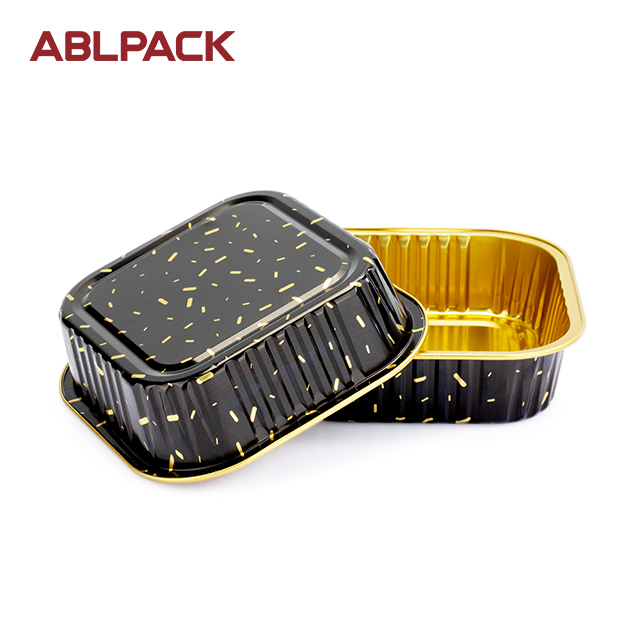 ABLPACK 365ML/12.3 OZ Square shape aluminum foil baking container with diamond PET lid ABLPACK 365ML/12.3 OZ Square shape aluminum foil baking container with diamond PET lid