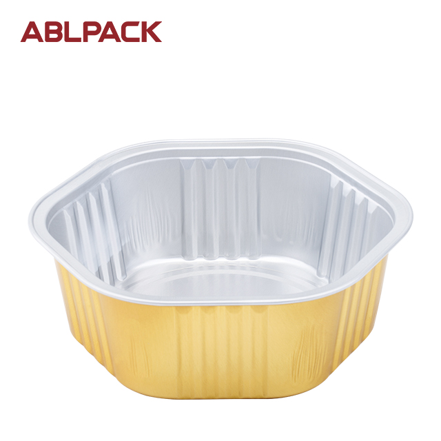 ABLPACK 400ML/13.5OZ  hexagon shape aluminum foil baking cups with plastic lid