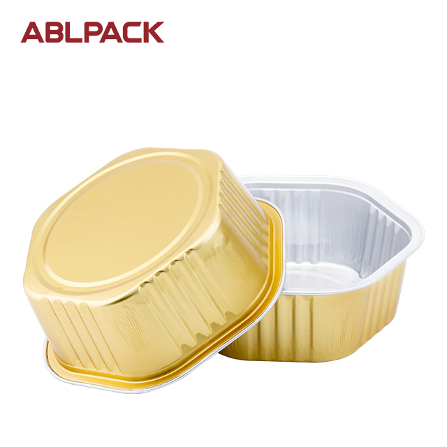ABLPACK 400ML/13.5OZ hexagon shape aluminum foil baking cups with plastic lid ABLPACK 400ML/13.5OZ hexagon shape aluminum foil baking cups with plastic lid