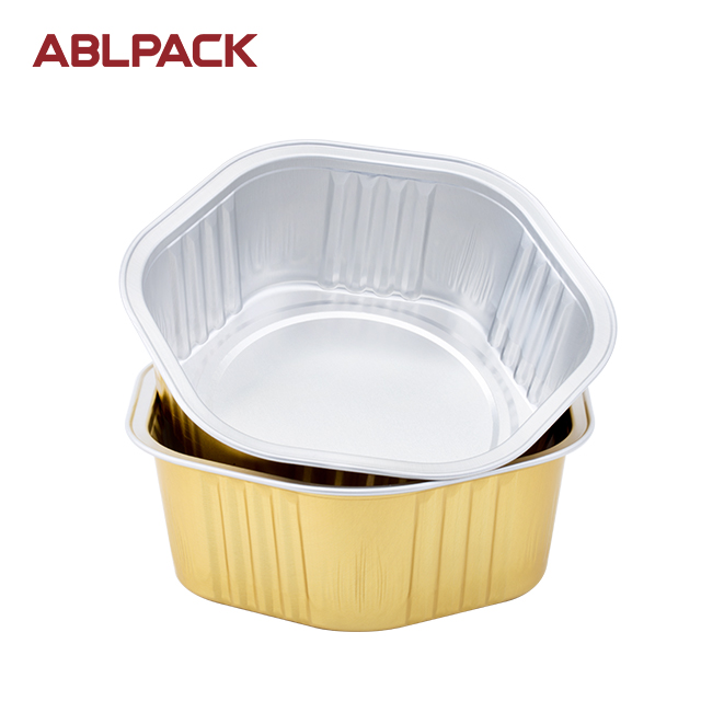 ABLPACK 400ML/13.5OZ hexagon shape aluminum foil baking cups with plastic lid ABLPACK 400ML/13.5OZ hexagon shape aluminum foil baking cups with plastic lid