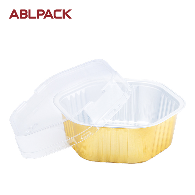 ABLPACK 400ML/13.5OZ hexagon shape aluminum foil baking cups with plastic lid ABLPACK 400ML/13.5OZ hexagon shape aluminum foil baking cups with plastic lid