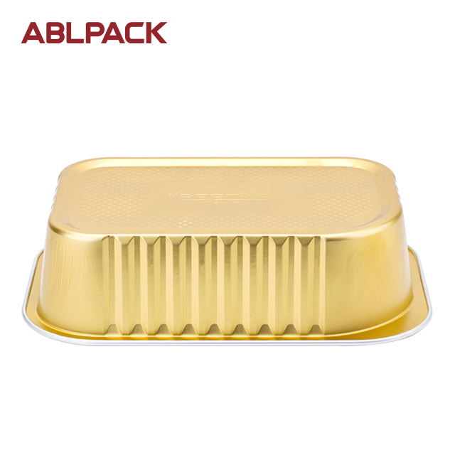 ABLPACK 450 ML/15 OZ oblong aluminum foil takeaway food tray with pet lid ABLPACK 450 ML/15 OZ oblong aluminum foil takeaway food tray with pet lid