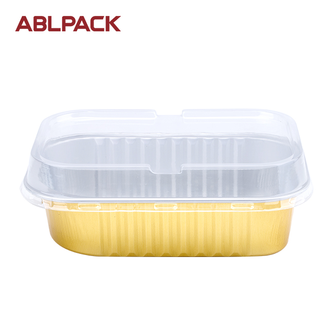 ABLPACK 450 ML/15 OZ oblong aluminum foil takeaway food tray with pet lid