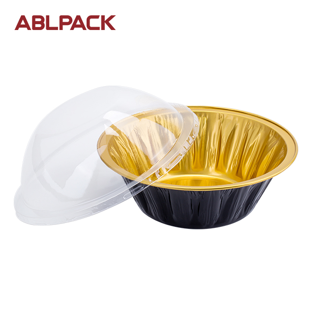 ABLPACK 550ML/ 18 OZ Round shape aluminum foil baking bowl with PET lid ABLPACK 550ML/ 18 OZ Round shape aluminum foil baking bowl with PET lid