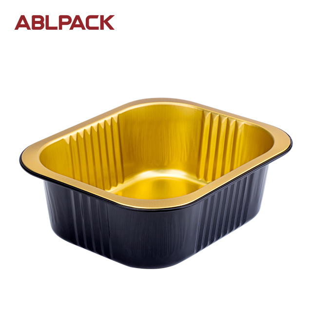 China High Quality Half Size Aluminum Pan Suppliers –ABLPACK 555 ML/ 19OZsquare shape aluminum foil baking tray with high pet lid – ABL Baking detail pictures