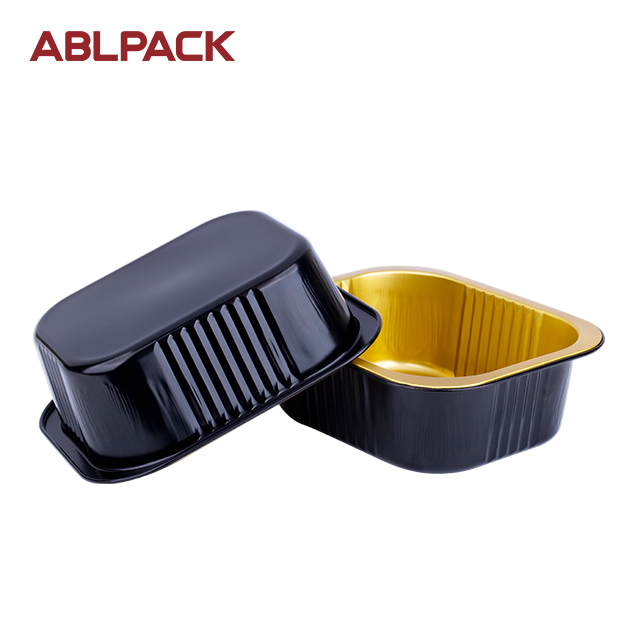 China High Quality Half Size Aluminum Pan Suppliers –ABLPACK 555 ML/ 19OZsquare shape aluminum foil baking tray with high pet lid – ABL Baking detail pictures
