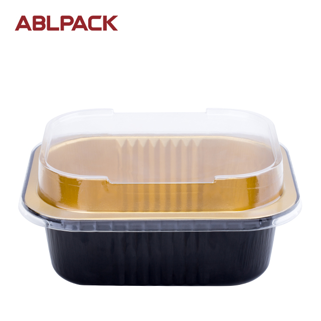 ABLPACK 555 ML/ 19OZ square shape aluminum foil baking tray with high pet lid