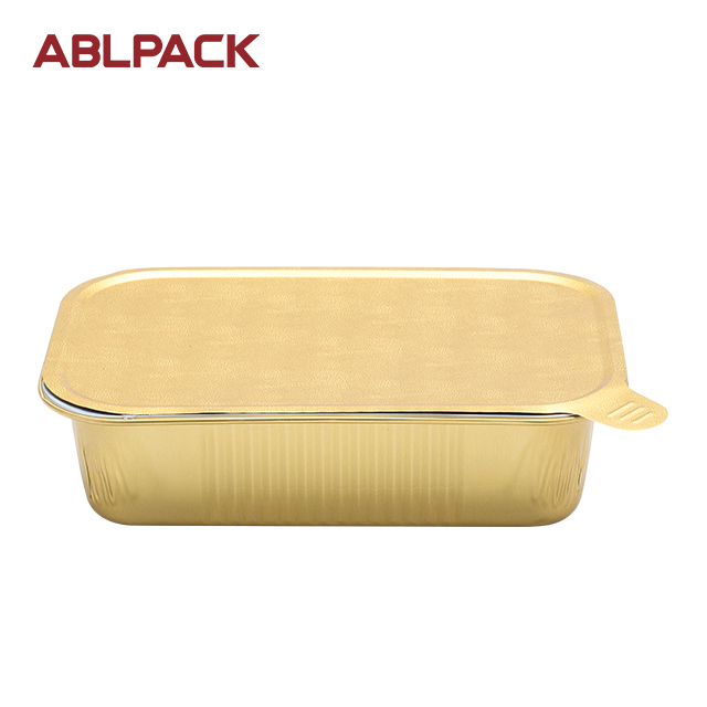 China High Quality Regular Aluminum Foil Container Supplier –ABLPACK 750 ML/25 OZgold aluminum foil takeaway food tray with hot sealing lids – ABL Baking detail pictures
