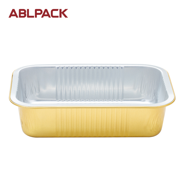 China High Quality Regular Aluminum Foil Container Supplier –ABLPACK 750 ML/25 OZgold aluminum foil takeaway food tray with hot sealing lids – ABL Baking detail pictures