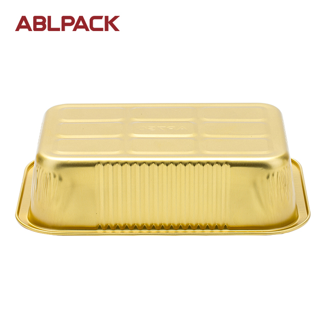 China High Quality Regular Aluminum Foil Container Supplier –ABLPACK 750 ML/25 OZgold aluminum foil takeaway food tray with hot sealing lids – ABL Baking detail pictures