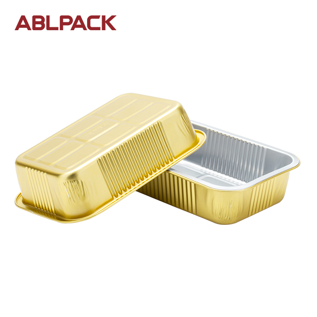 China High Quality Regular Aluminum Foil Container Supplier –ABLPACK 750 ML/25 OZgold aluminum foil takeaway food tray with hot sealing lids – ABL Baking detail pictures